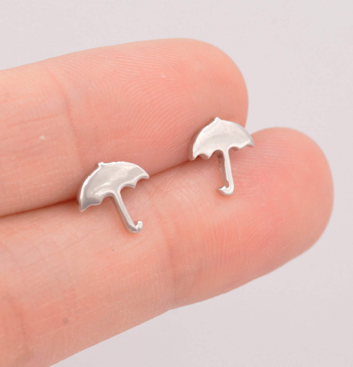 Umbrella Stud Earrings in Sterling Silver - Weather Earrings - Cute, Fun, Whimsical