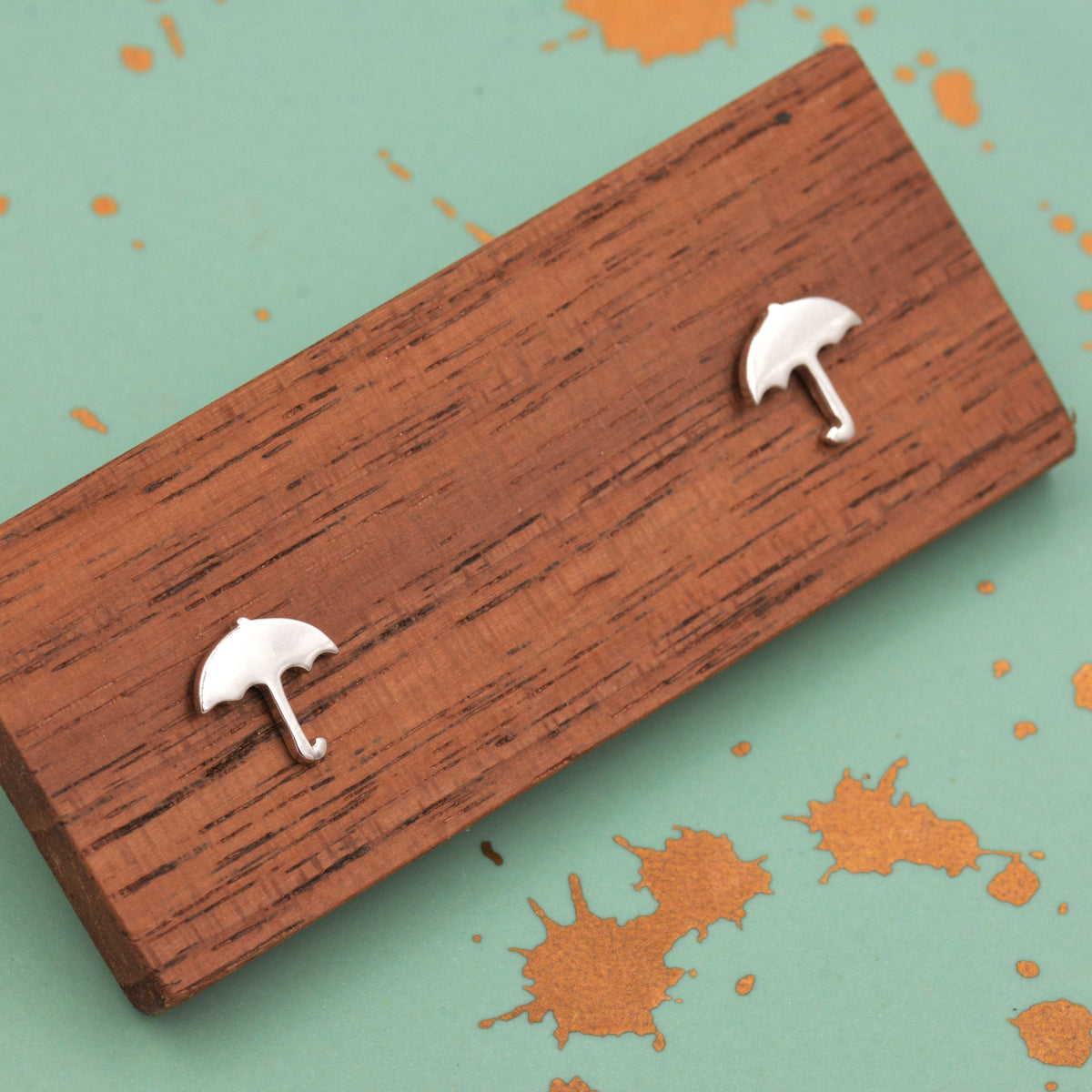 Umbrella Stud Earrings in Sterling Silver - Weather Earrings - Cute, Fun, Whimsical