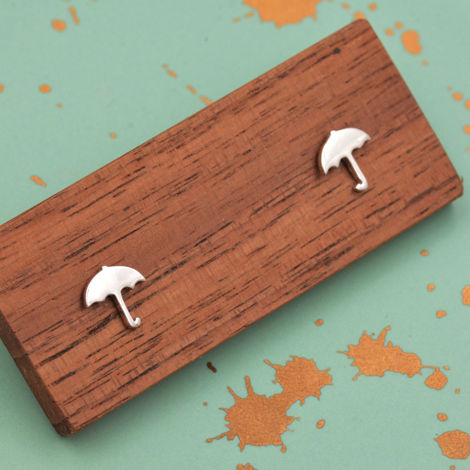 Umbrella Stud Earrings in Sterling Silver - Weather Earrings - Cute, Fun, Whimsical