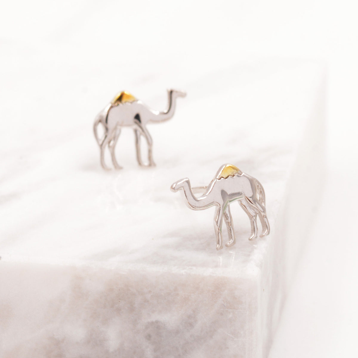 Dainty Camel Stud Earrings in Sterling Silver - Cute Fun, Whimsical