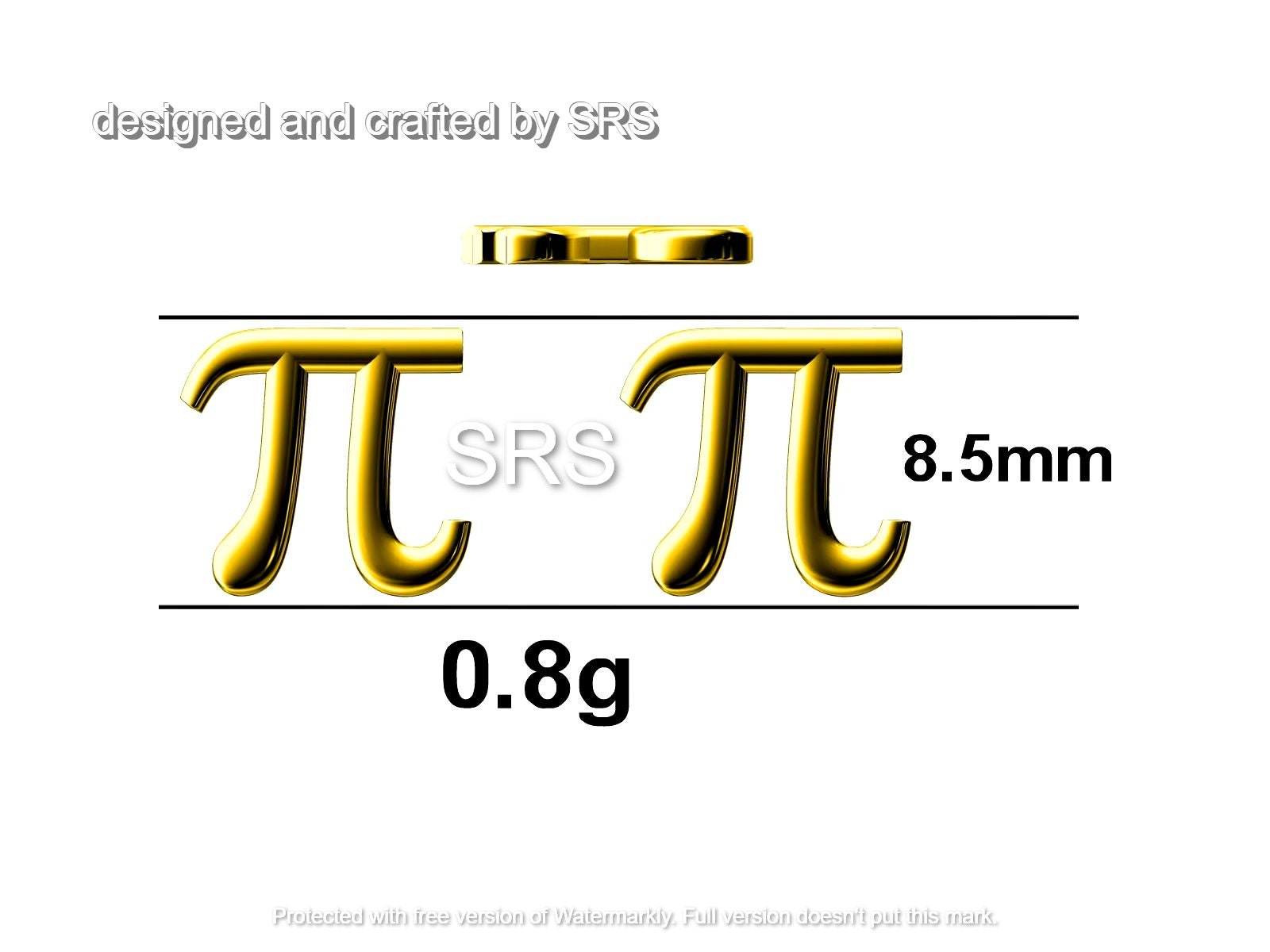 Sterling Silver Pi Stud Earrings - Mathematical Earrings, Silver, Gold or Rose Gold, Math, Geeky, Fun, Cute Fun, Whimsical