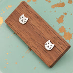 Cute Little Cat Stud Earrings in Sterling Silver - Kawai Cat - Animal Stud Earrings - Cute, Fun, Whimsical, Cat Earrings