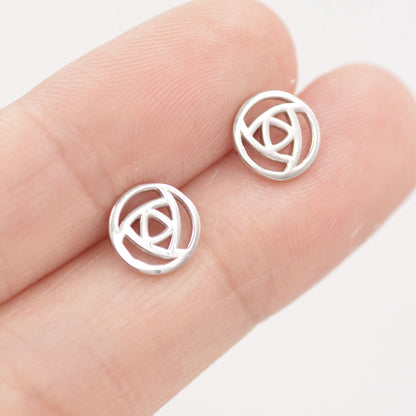 Mackintosh Rose Stud Earrings in Sterling Silver - Scottish Design Flower Earrings - Cute, Fun, Whimsical