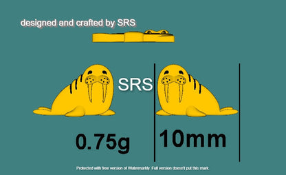 Tiny Walrus Stud Earrings in Sterling Silver - Animal Stud Earrings - Ocean Animal Earrings - Cute, Fun, Whimsical