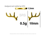 Stag Deer Antler Screw Back Earrings in Sterling Silver, Antler Barbell Earrings, - Cute, Fun, Whimsical and Pretty Jewellery