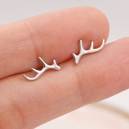 Stag Deer Antler Stud Earrings in Sterling Silver - Cute, Fun, Whimsical and Pretty Jewellery