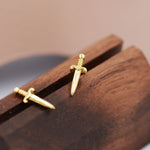Tiny Little Dagger Sword Stud Earrings in Sterling Silver - Stacking Earrings - Ear Stacks