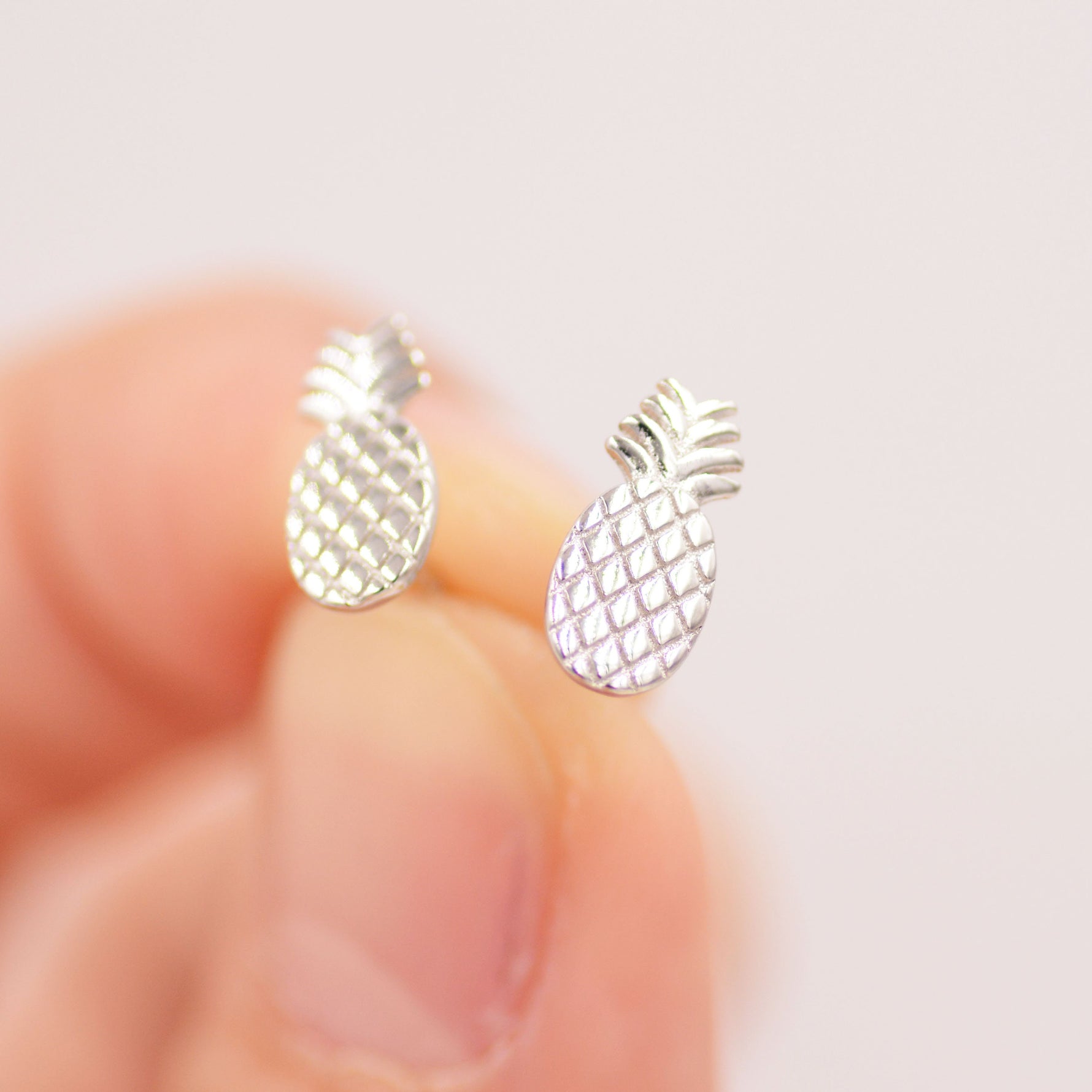 Pineapple Stud Earrings in Sterling Silver - Fruit Stud Earrings - Nature Inspired - Cute, Fun, Whimsical