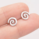 Koru Circle Spiral Stud Earrings in Sterling Silver - Infinity Swirl Earrings - New Zealand Māori Art Stud Earrings - Kiwi Circle