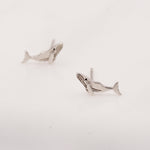 Humpback Whale Stud Earrings in Sterling Silver - Petite Fish Stud - Sea, Ocean, Cute, Fun, Whimsical