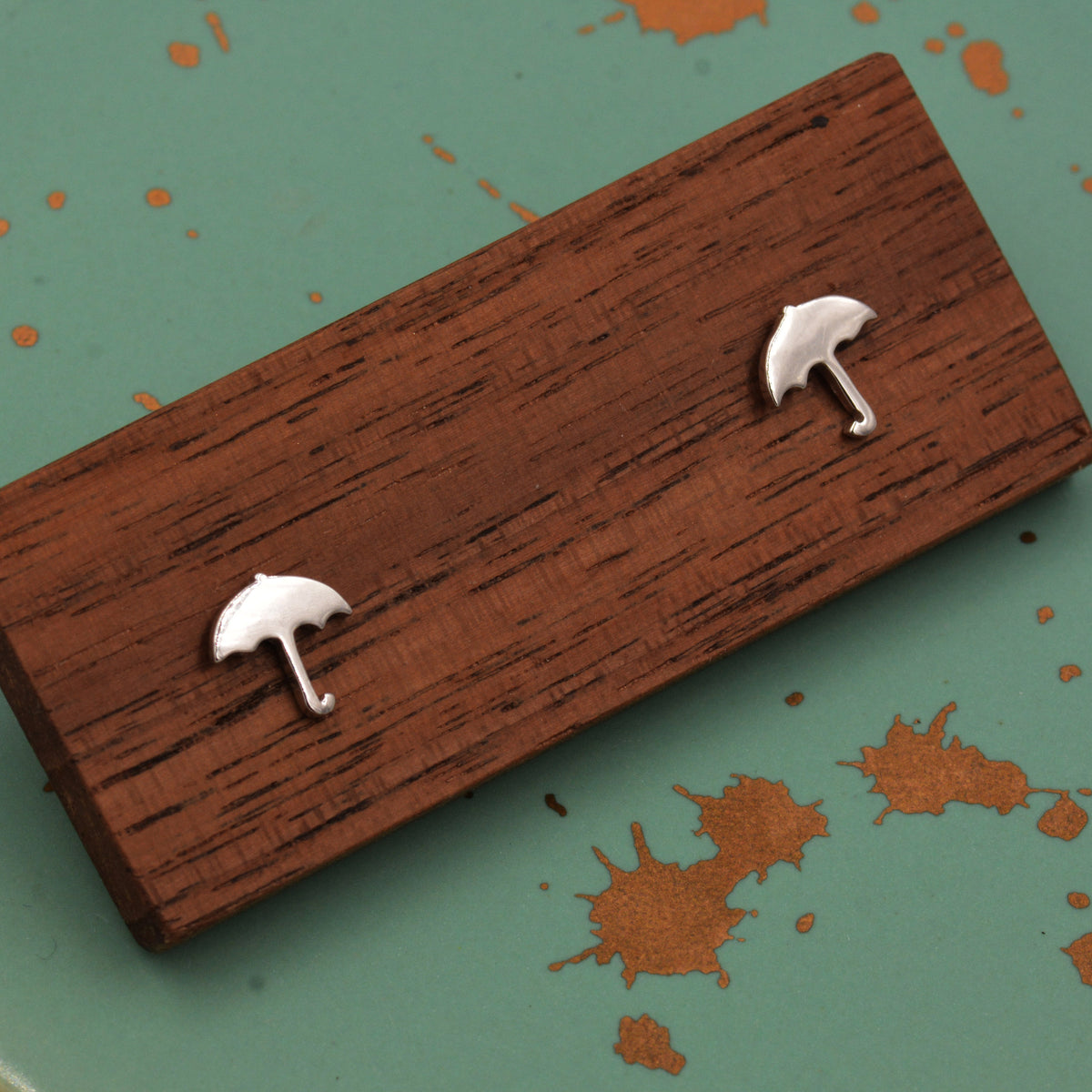 Umbrella Stud Earrings in Sterling Silver - Weather Earrings - Cute, Fun, Whimsical