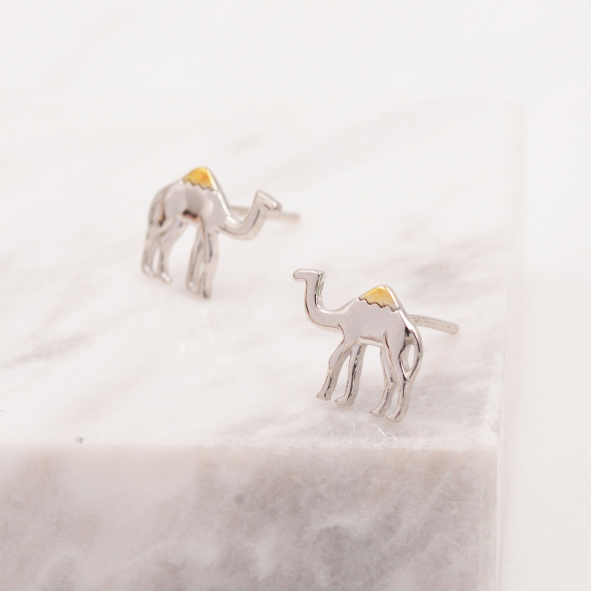 Dainty Camel Stud Earrings in Sterling Silver - Camel Earrings, Natural Inspired Animal Earrings