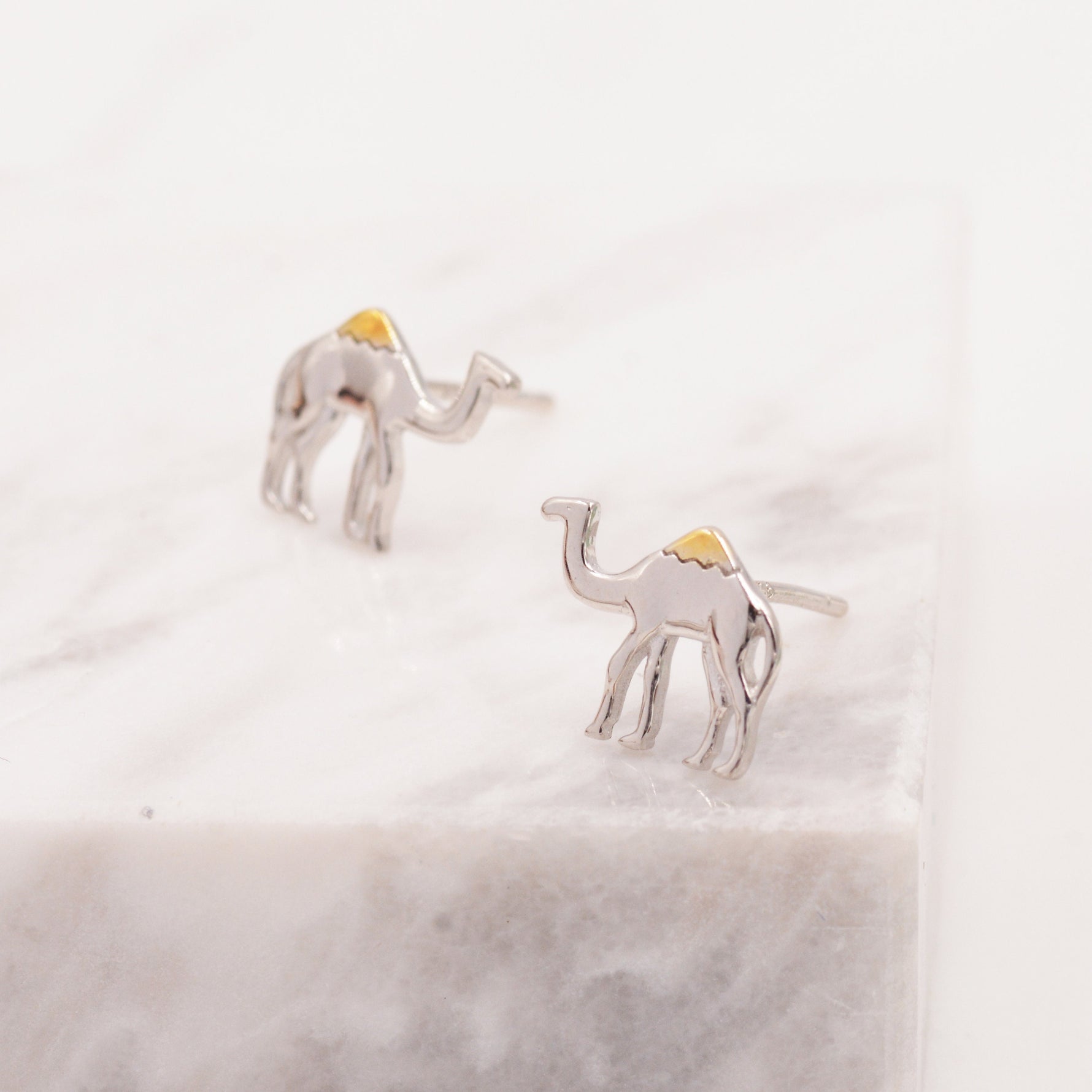 Dainty Camel Stud Earrings in Sterling Silver - Camel Earrings, Natural Inspired Animal Earrings