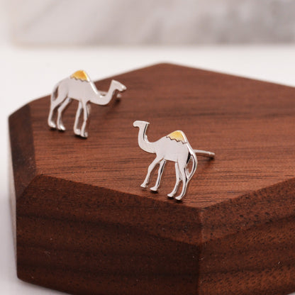 Dainty Camel Stud Earrings in Sterling Silver - Cute Fun, Whimsical