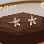Jasmine Flower Stud Earrings in Sterling Silver - Cute Flower Blossom Earrings - Fun, Whimsical