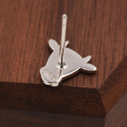 Dairy Cow Stud Earrings in Sterling Silver - Farm Animal Stud Earrings - Cute, Fun, Whimsical