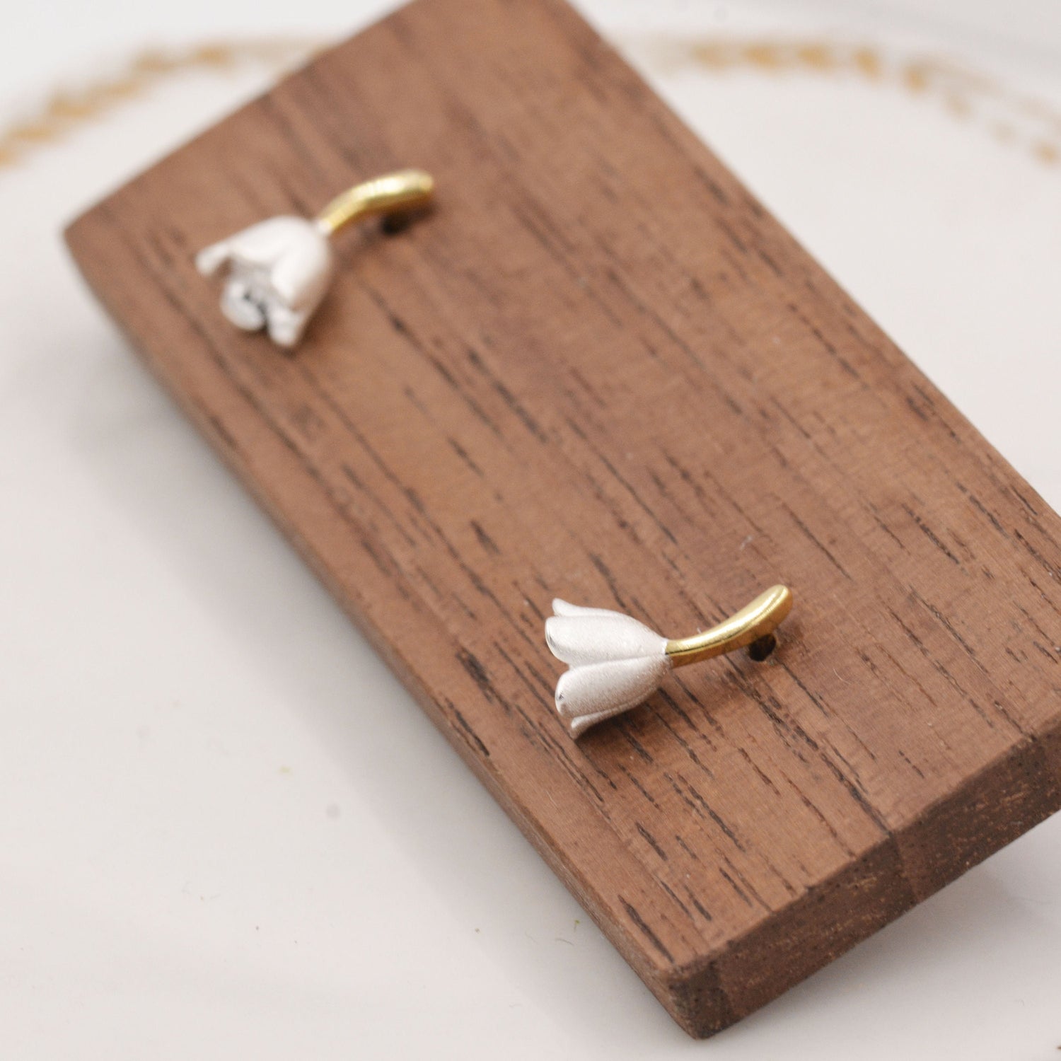 Lily of the Valley Flower Stud Earrings in Sterling Silver - Flower Blossom Stud Earrings  - Cute,  Fun, Whimsical