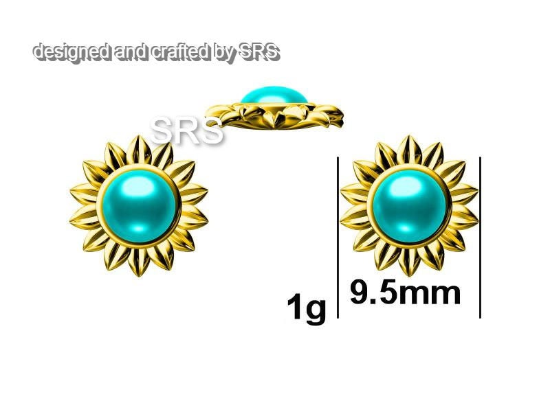 Opal Sunflower Stud Earrings in Sterling Silver - Flower Stud Earrings  - Cute,  Fun, Whimsical