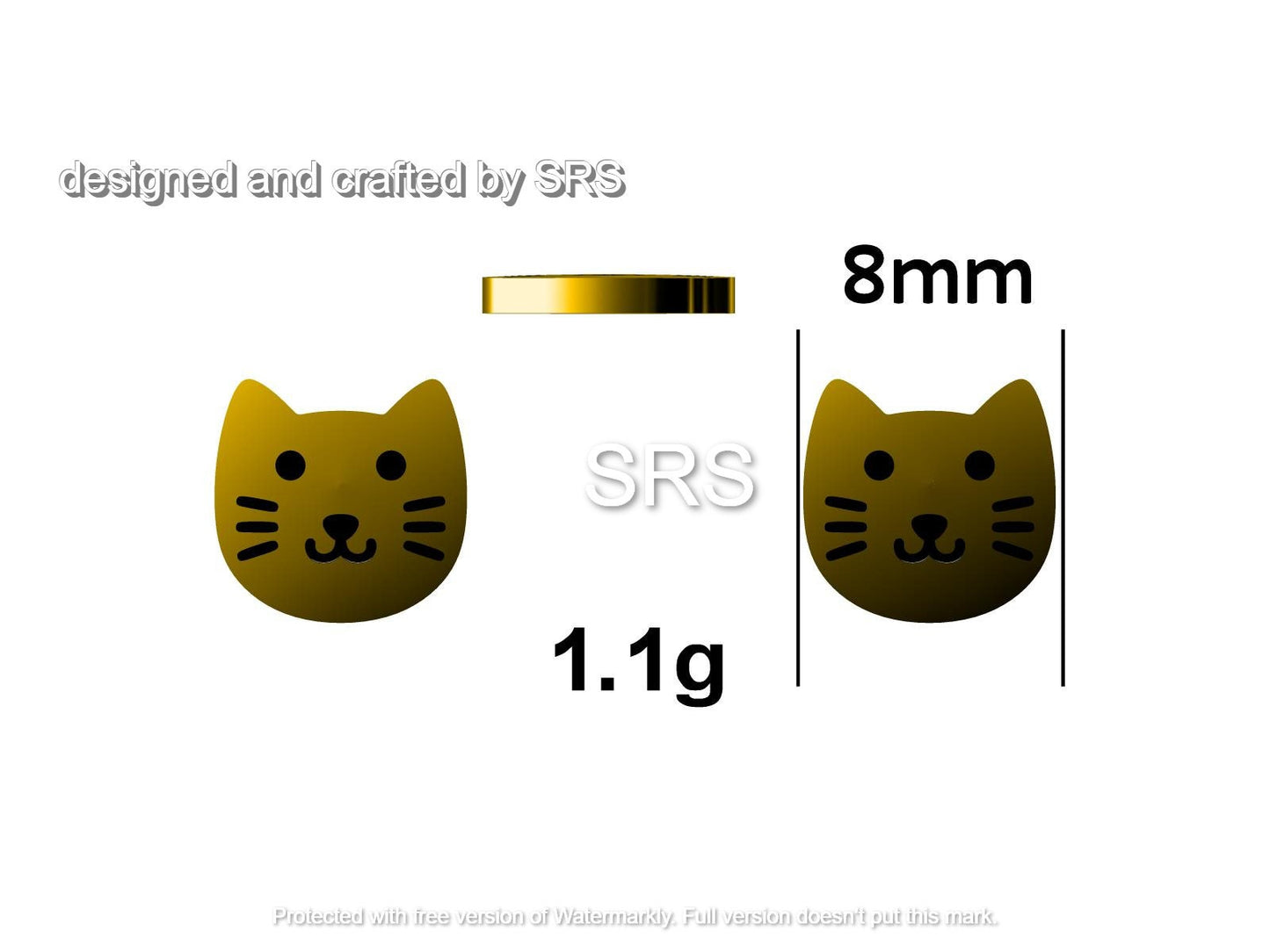 Cute Little Cat Stud Earrings in Sterling Silver - Kawai Cat - Animal Stud Earrings - Cute, Fun, Whimsical, Cat Earrings