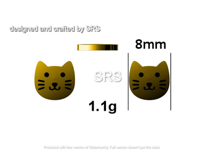 Cute Little Cat Stud Earrings in Sterling Silver - Kawai Cat - Animal Stud Earrings - Cute, Fun, Whimsical, Cat Earrings