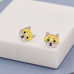 Japanese Shiba Inu Dog Stud Earrings in Sterling Silver - Dog Lover Earrings - Cute Animal Earrings - Cute, Fun, Whimsical
