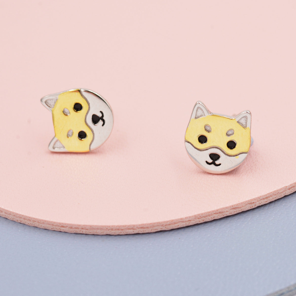 Japanese Shiba Inu Dog Stud Earrings in Sterling Silver - Dog Lover Earrings - Cute Animal Earrings - Cute, Fun, Whimsical
