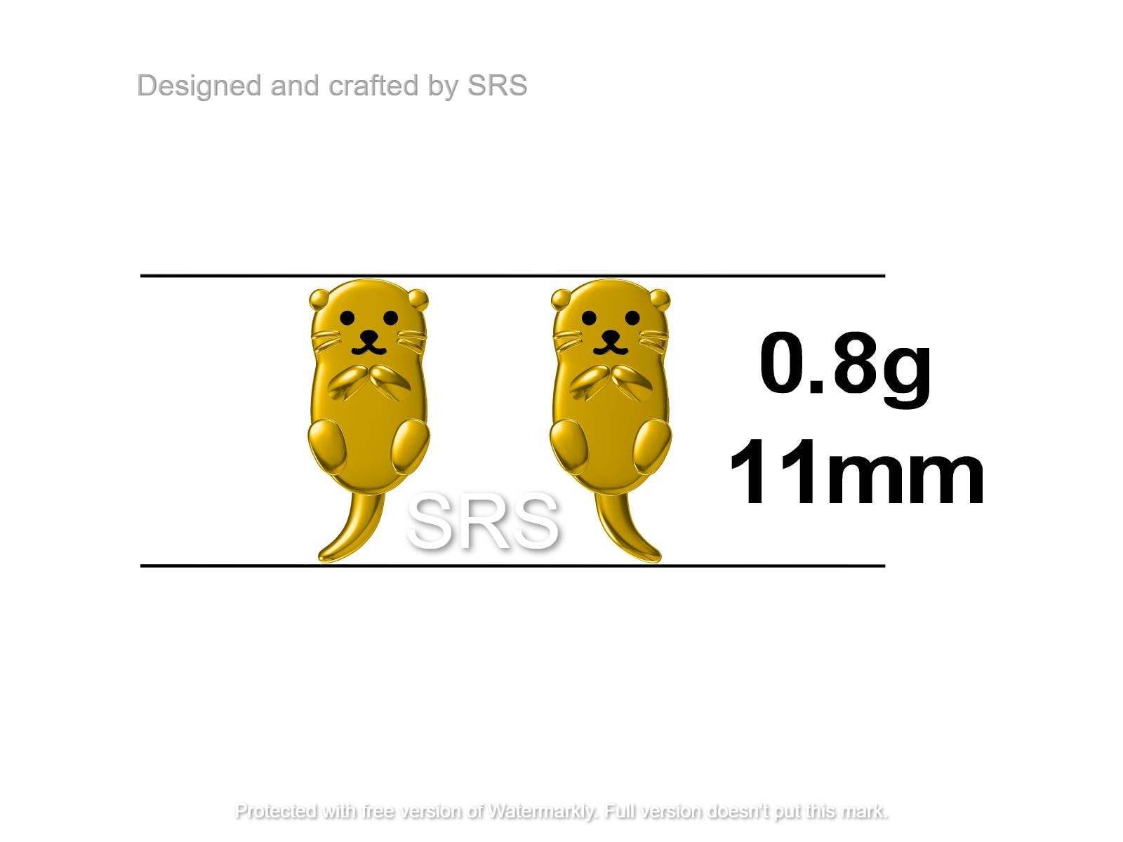 Otter Stud Earrings in Sterling Silver - Smiling Otter Earrings - Cute Animal Earrings - Fun, Whimsical