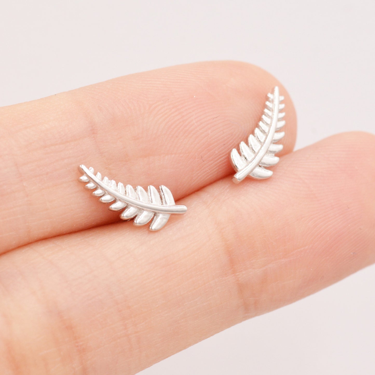 Little Fern Leaf Stud Earrings in Sterling Silver - Plant Earrings - Natured Inspired Earrings - Cute,  Fun, Whimsical