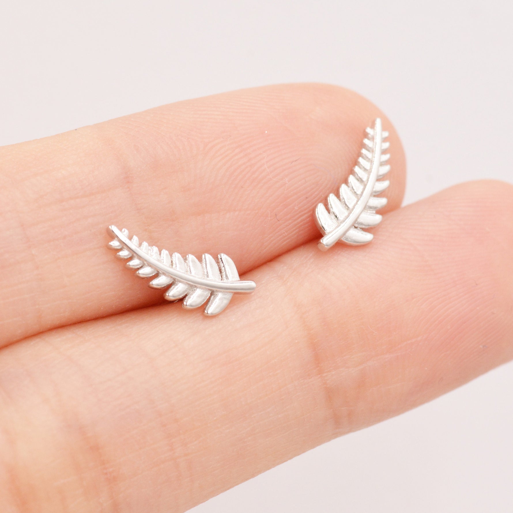 Little Fern Leaf Stud Earrings in Sterling Silver - Plant Earrings - Natured Inspired Earrings - Cute, Fun, Whimsical