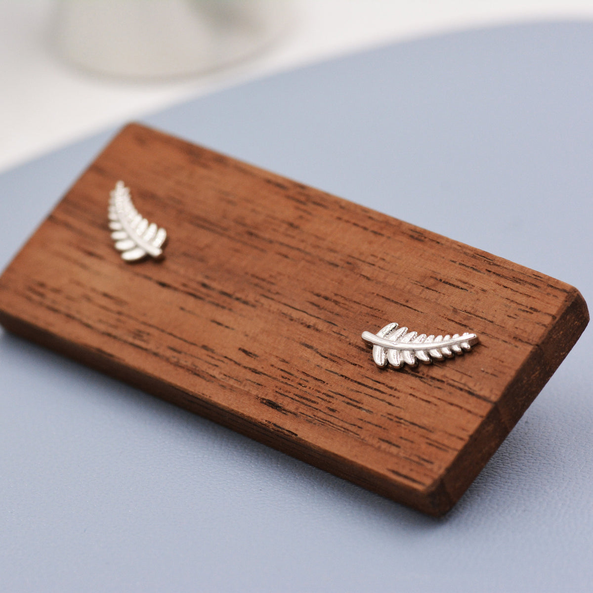 Little Fern Leaf Stud Earrings in Sterling Silver - Plant Earrings - Natured Inspired Earrings - Cute, Fun, Whimsical