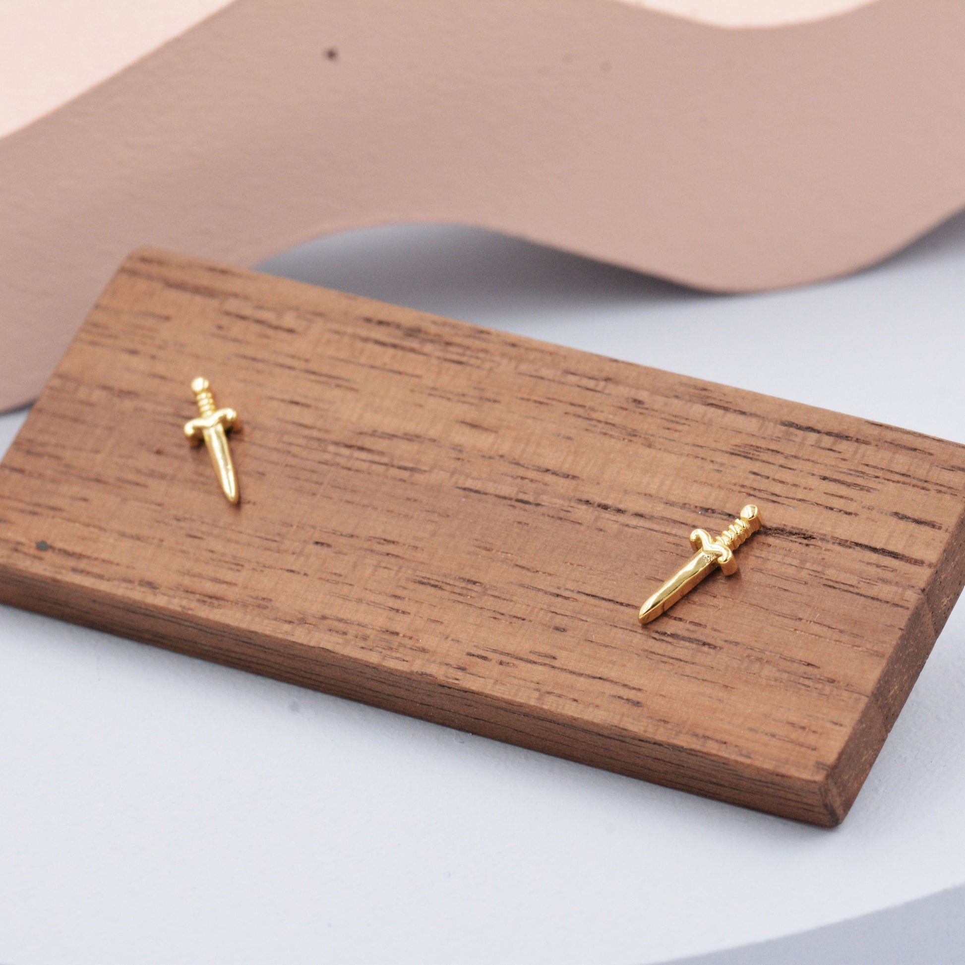 Tiny Little Dagger Sword Stud Earrings in Sterling Silver - Stacking Earrings