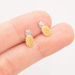 Pineapple Stud Earrings in Sterling Silver - Fruit Stud Earrings - Nature Inspired - Cute, Fun, Whimsical
