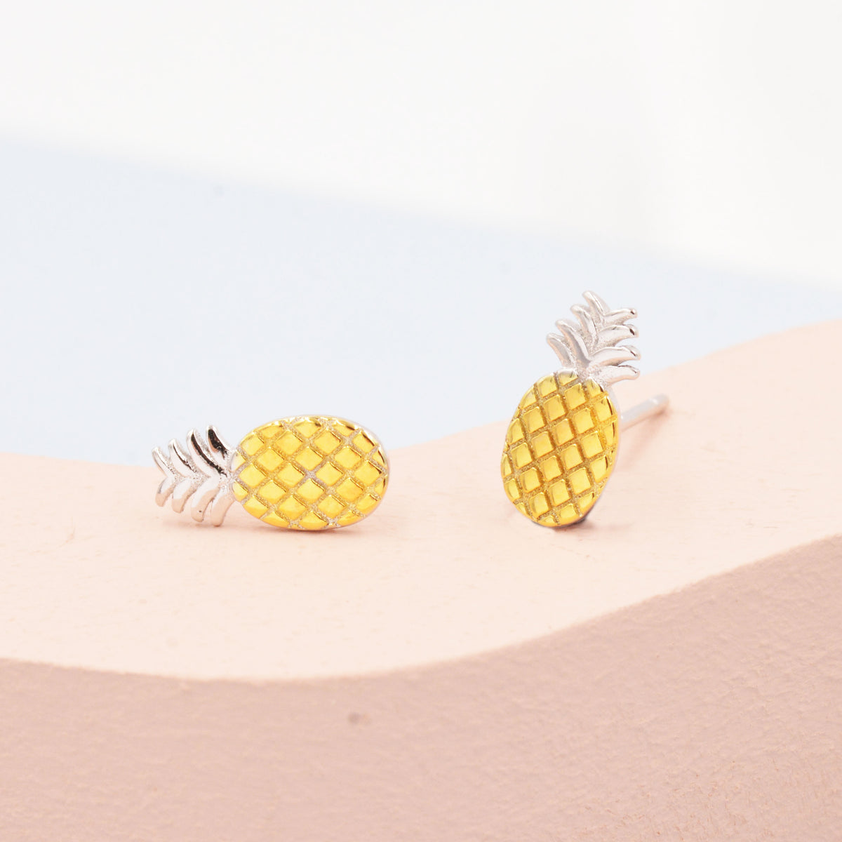 Pineapple Stud Earrings in Sterling Silver - Fruit Stud Earrings - Nature Inspired - Cute, Fun, Whimsical
