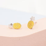 Pineapple Stud Earrings in Sterling Silver - Fruit Stud Earrings - Nature Inspired - Cute, Fun, Whimsical