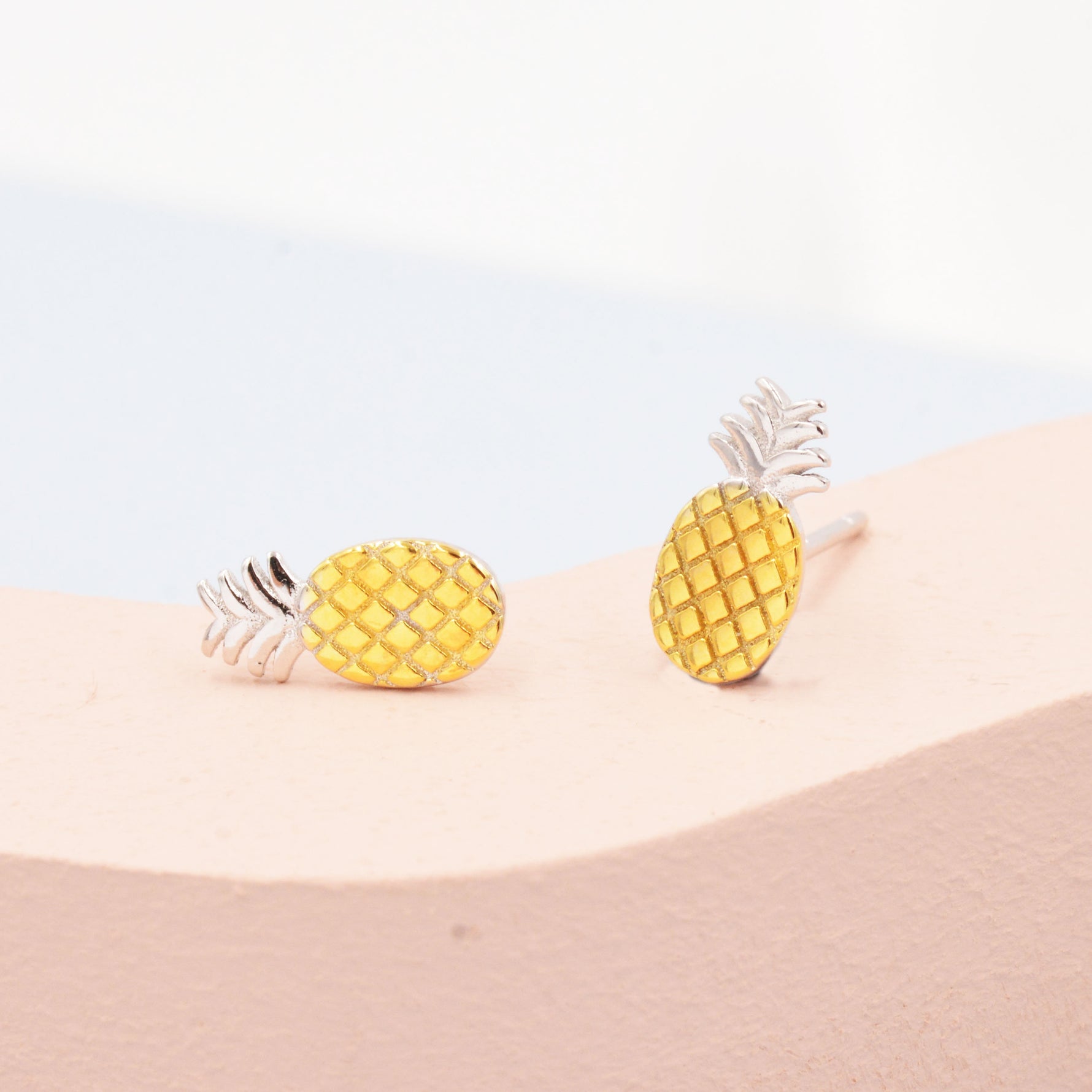 Pineapple Stud Earrings in Sterling Silver - Fruit Stud Earrings - Nature Inspired - Cute, Fun, Whimsical