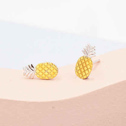 Pineapple Stud Earrings in Sterling Silver - Fruit Stud Earrings  - Nature Inspired  - Cute,  Fun, Whimsical