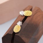 Pineapple Stud Earrings in Sterling Silver - Fruit Stud Earrings - Nature Inspired - Cute, Fun, Whimsical