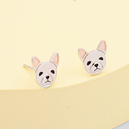 French Bulldog Stud Earrings in Sterling Silver - Dog Stud Earrings  -Pet Lover - Cute,  Fun, Whimsical