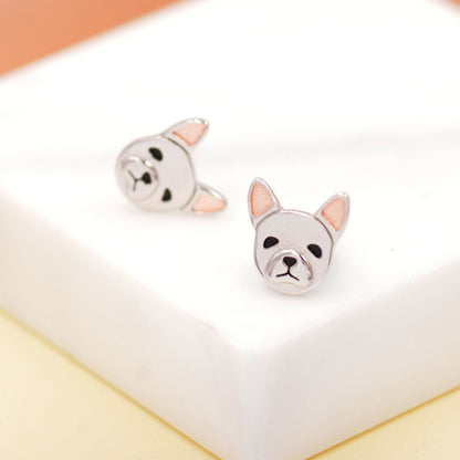 French Bulldog Stud Earrings in Sterling Silver - Dog Stud Earrings -Pet Lover - Cute, Fun, Whimsical
