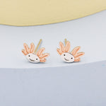 Axolotl Stud Earrings in Sterling Silver - Sea Creature Stud Earrings - Tiny Earrings - Pet Lover - Cute, Fun, Whimsical