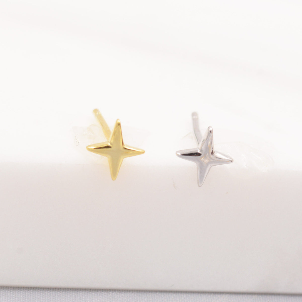 Tiny Four-Point Star Stud Earrings