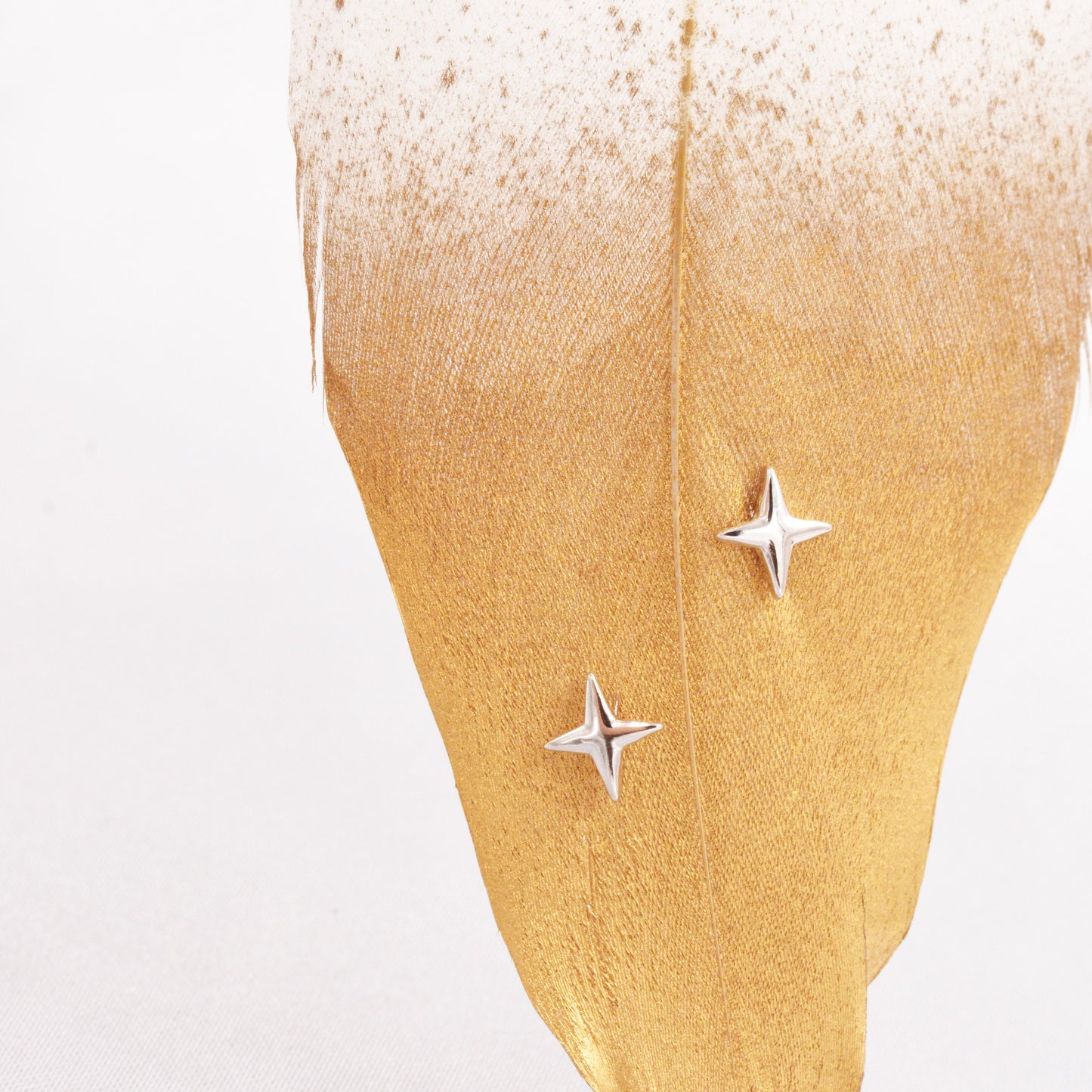 Four Point Star Stud Earrings in Sterling Silver, Tiny Celestial Stud, Polished or Textured, Gold or Silver