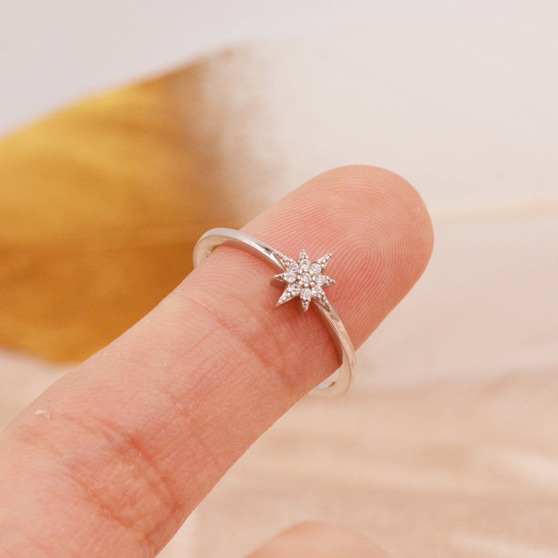 Sterling Silver Starburst Ring - Dainty Star Ring - Stacking Ring