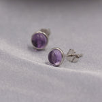 Natural Amethyst Stud Earrings in Sterling Silver - Genuine Purple Amethyst Crystal Stud Earrings - Semi Precious Gemstone