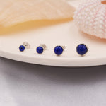 Natural Lapis Lazuli Stud Earrings in Sterling Silver - 4 sizes - Genuine Blue Lapis Lazuli Crystal Stud Earrings - Semi Precious Gemstone
