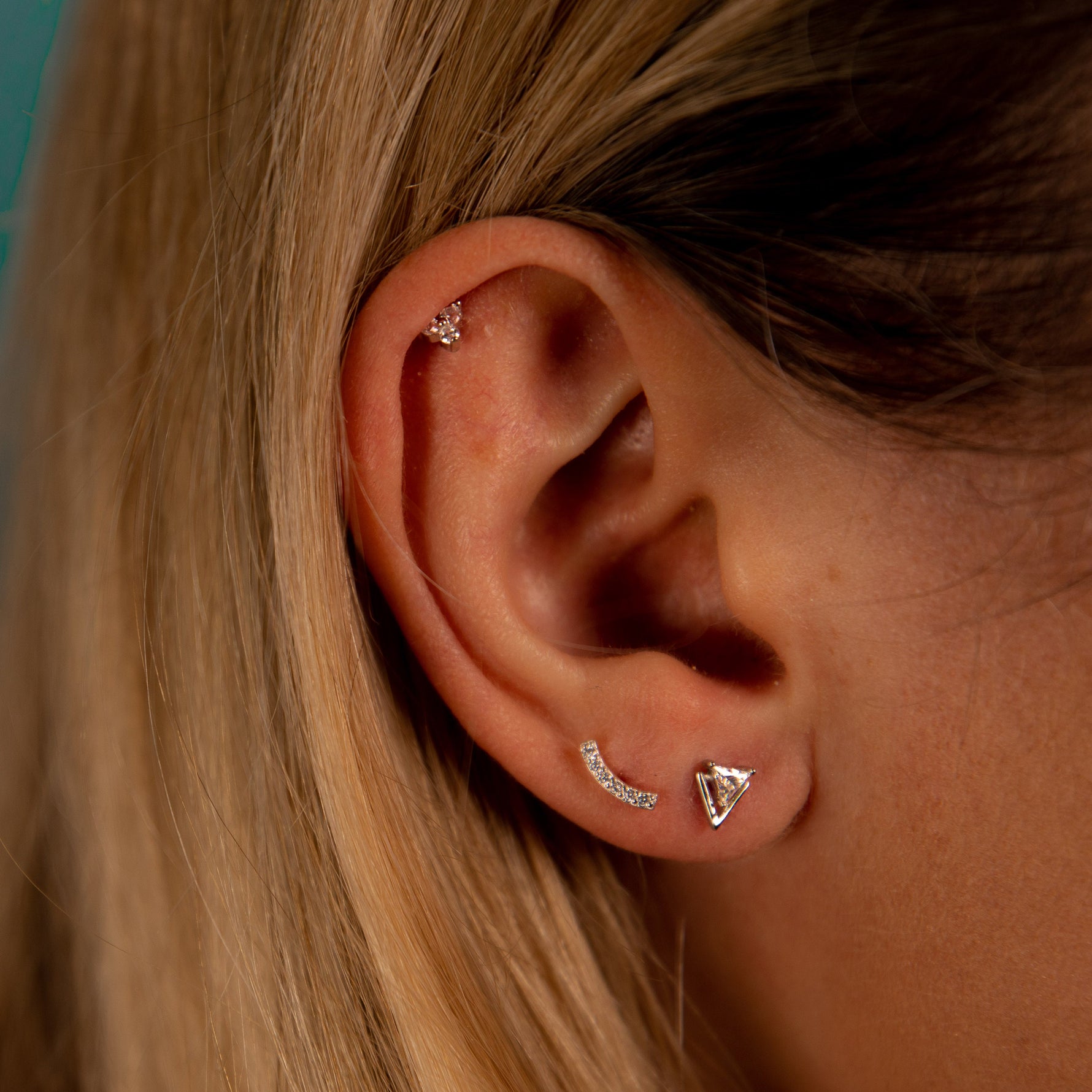 Tiny Double Triangle Arrow Arrowhead Screw back Earrings, Rose Gold over Sterling Silver, Chevron Geometric Minimalist Design, Screwback