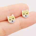 Japanese Shiba Inu Dog Stud Earrings in Sterling Silver - Dog Lover Earrings - Cute Animal Earrings - Cute, Fun, Whimsical
