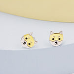 Japanese Shiba Inu Dog Stud Earrings in Sterling Silver - Dog Lover Earrings - Cute Animal Earrings - Cute, Fun, Whimsical