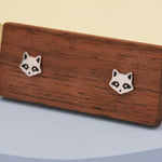 Racoon Stud Earrings in Sterling Silver - Racoon Bear Earrings - Cute Animal Earrings - Fun and Whimsical
