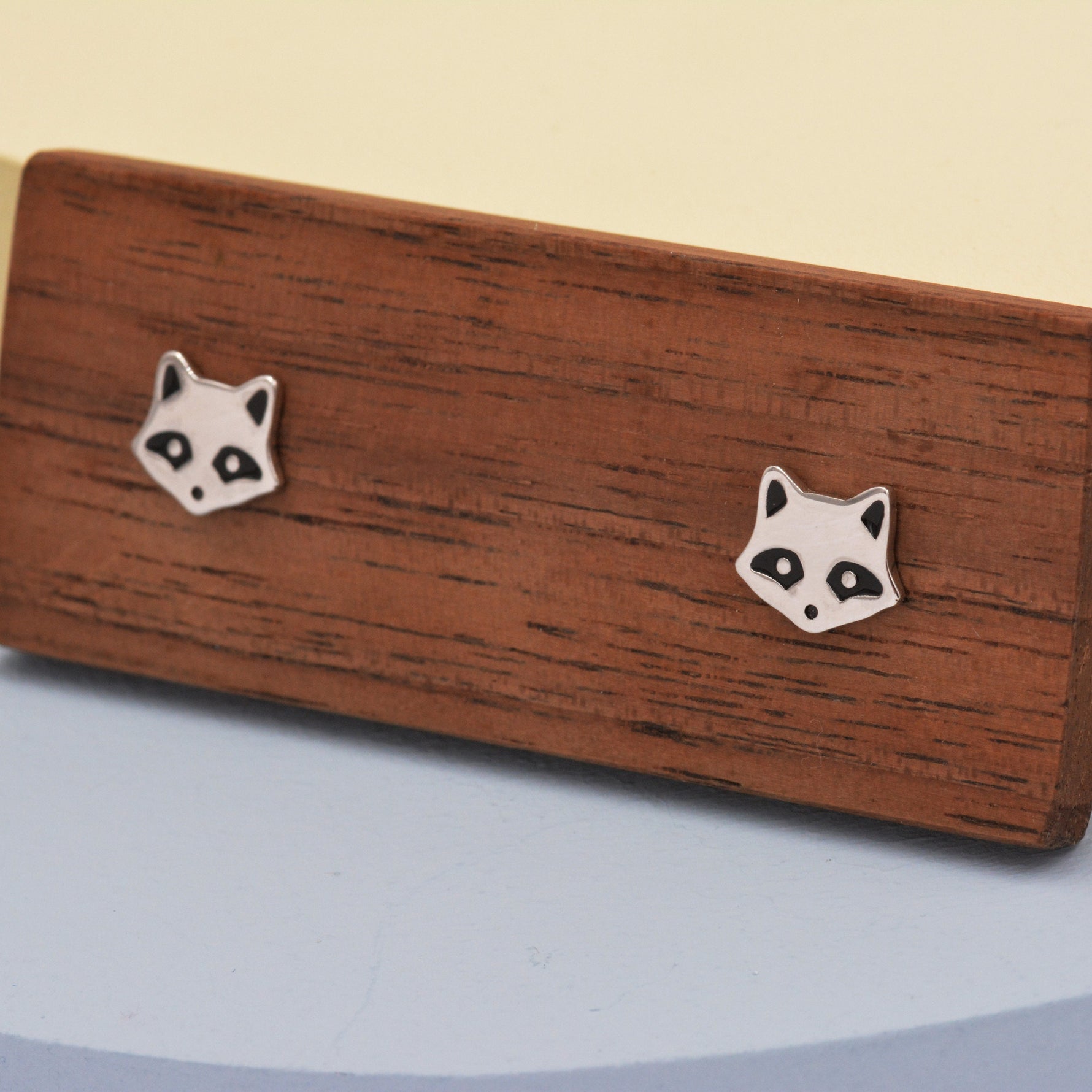 Racoon Stud Earrings in Sterling Silver - Racoon Bear Earrings - Cute Animal Earrings - Fun and Whimsical